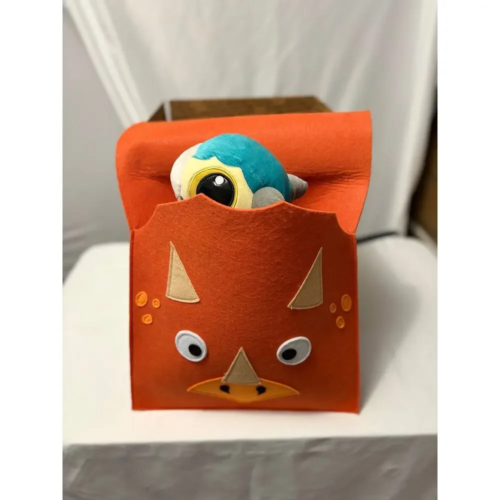 Orange Felt Triceratops Dinosaur Bedside Caddy Hanging Storage Organizer Pocket